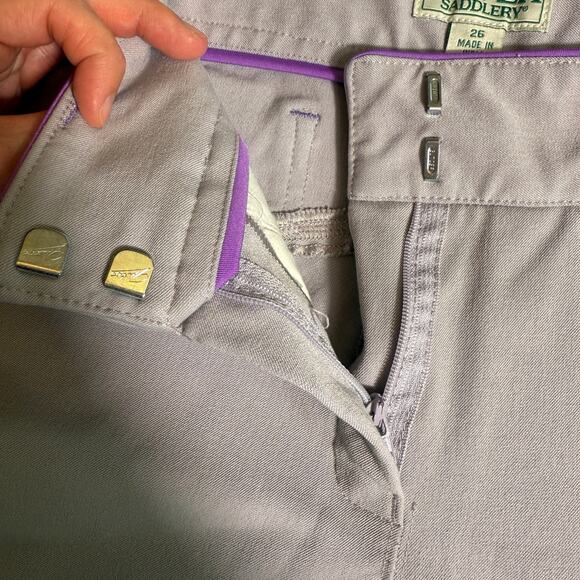 Dover Saddlery Wellesley Piped Knee Patch Breeches Purple Gray Equestrian 26 - Picture 7 of 12